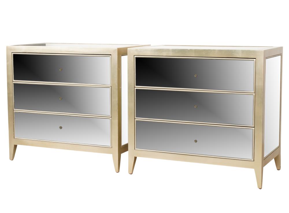 PAIR OF SILVER-PAINTED AND MIRRORED