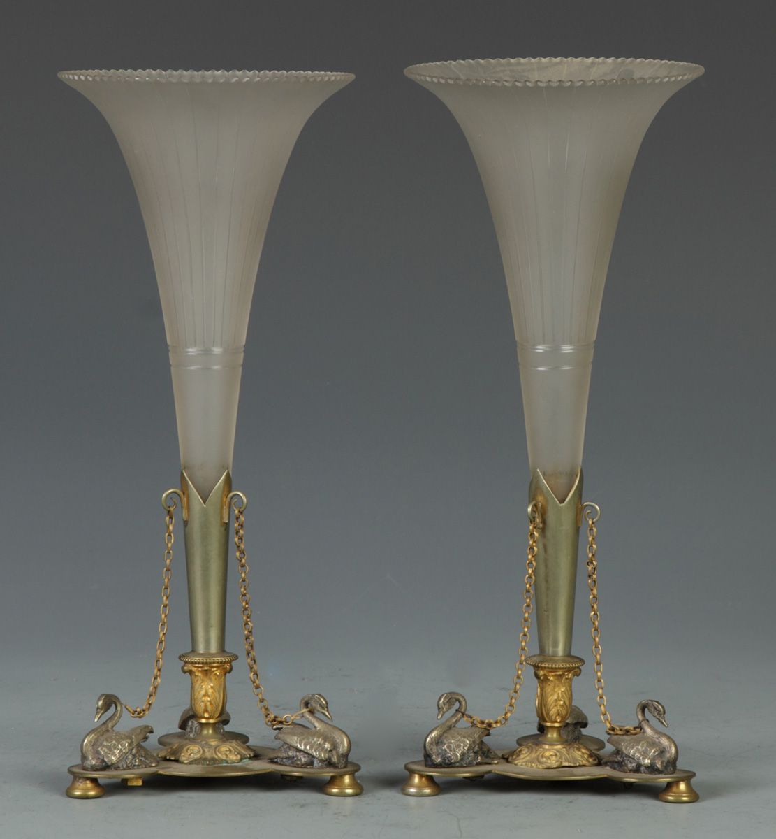 Pair of Silver Patinated Brass &