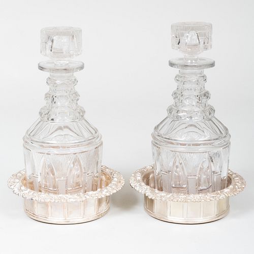 PAIR OF SILVER PLATE BOTTLE
