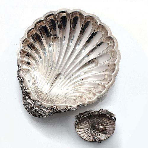 PAIR OF SILVER-PLATE DISHESLarge