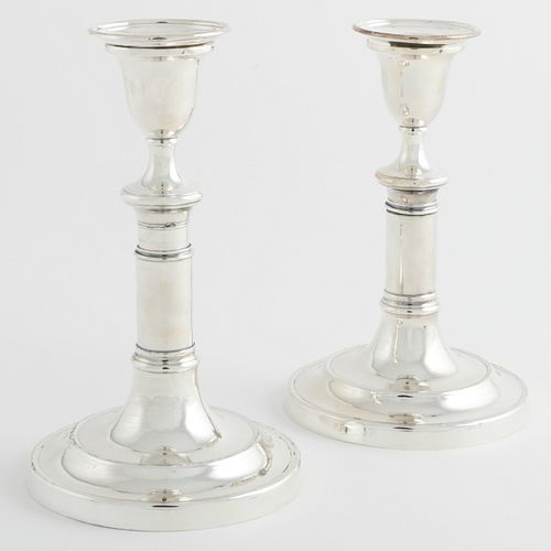PAIR OF SILVER PLATE TELESCOPING