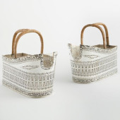 PAIR OF SILVER PLATE WICKER WR