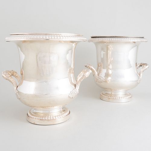 PAIR OF SILVER PLATE WINE