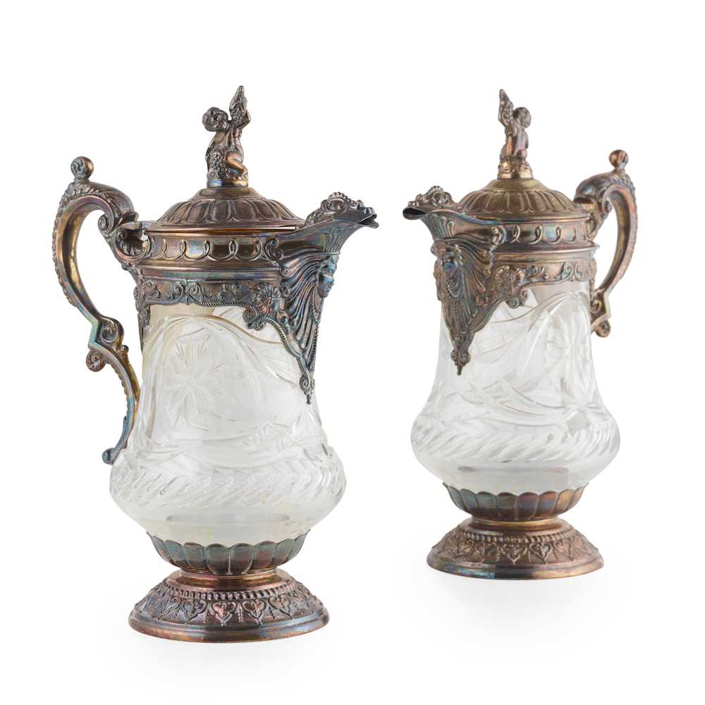PAIR OF SILVER-PLATED AND CUT GLASS