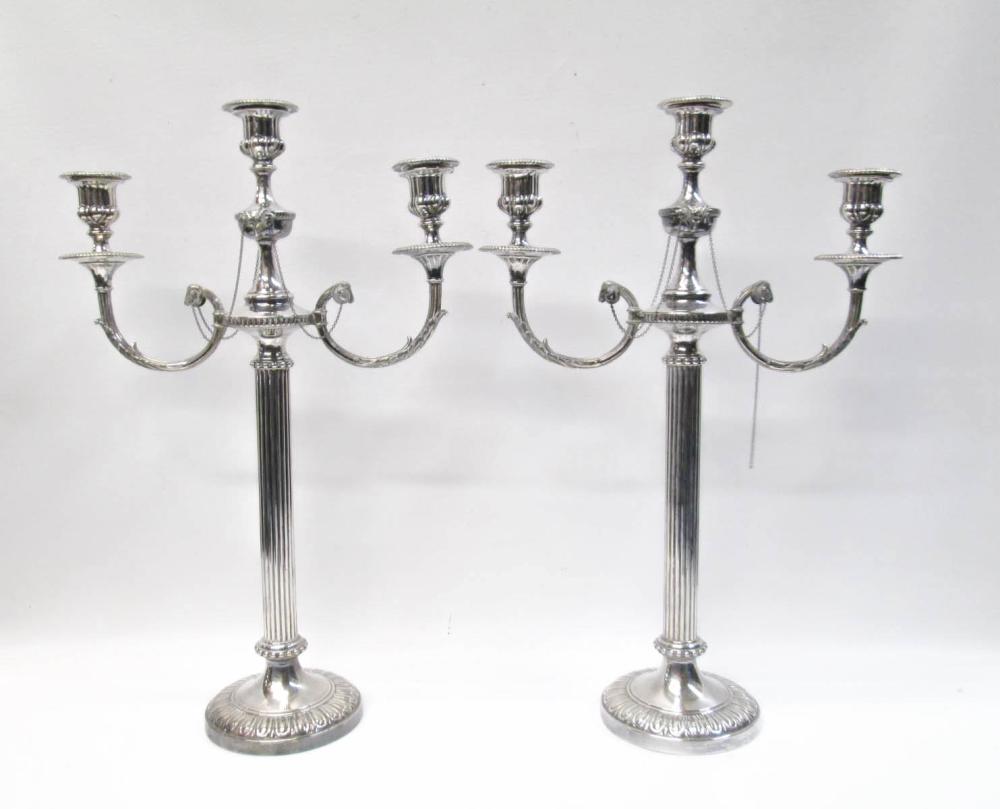 PAIR OF SILVER PLATED CANDELABRA,