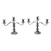 PAIR OF SILVER-PLATED CANDELAB