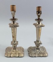 PAIR OF SILVER PLATED CANDLEST