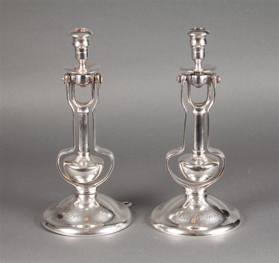 Pair of silver-plated cast bell