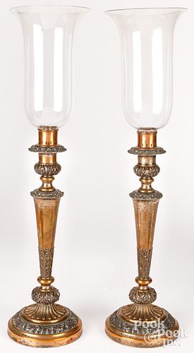 PAIR OF SILVER-PLATED HURRICANE