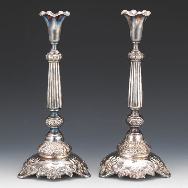 PAIR OF SILVER PLATED POLISH JUDAIC