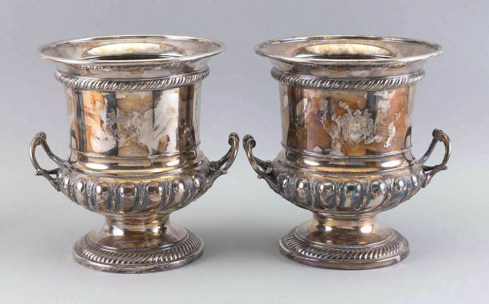 PAIR OF SILVER PLATED WINE
