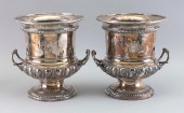 PAIR OF SILVER PLATED WINE COO