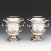 PAIR OF SILVER-PLATED WINE COO
