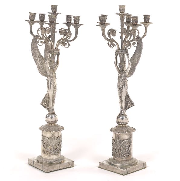 PAIR OF SILVER PLATED WINGED