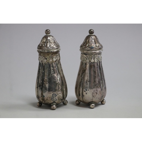 Pair of silver salts, marked