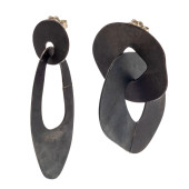 PAIR OF SILVER, STEEL EARRINGS