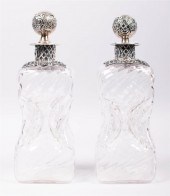 PAIR OF SILVER-TOPPED MOLDED G