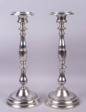 PAIR OF SILVERED BRASS PRICKET