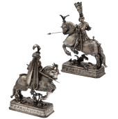 PAIR OF SILVERED BRONZE JOUSTI
