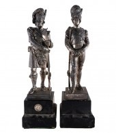 PAIR OF SILVERED BRONZE SOLDIE