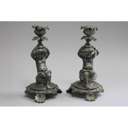 Pair of silvered bronzed