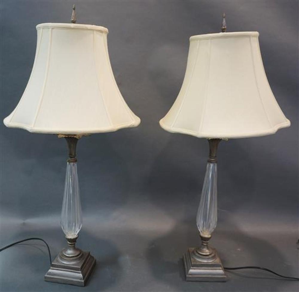 PAIR OF SILVERED METAL AND GLASS