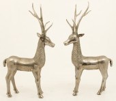 PAIR OF SILVERED METAL SCULPTU