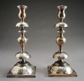 PAIR OF SILVERED METAL SHABBAT
