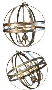 PAIR OF SILVERED METAL SPHERE