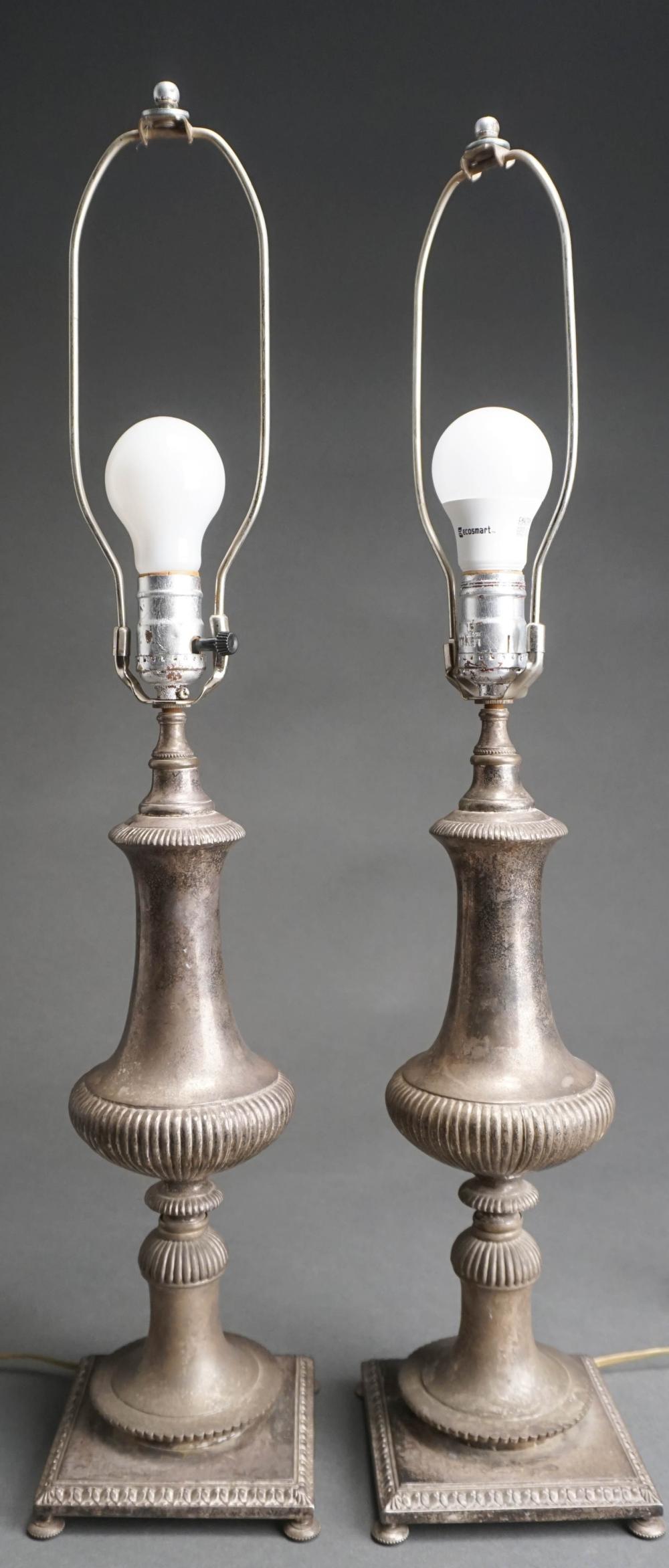 PAIR OF SILVERED METAL TABLE