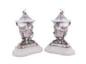 PAIR OF SILVERPLATE AND MARBLE