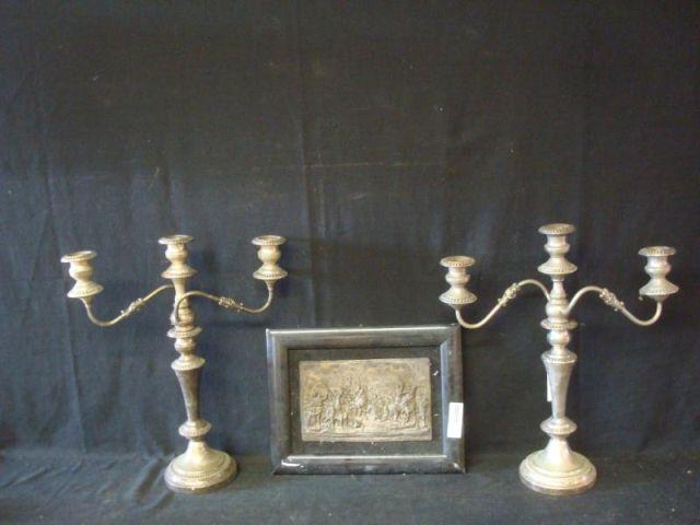 Pair of  Silverplate Candelabra & A