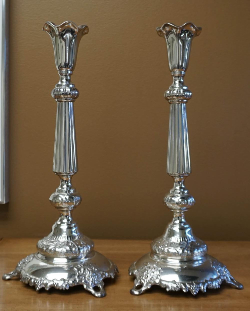 PAIR OF SILVERPLATE CANDLESTICKS BY