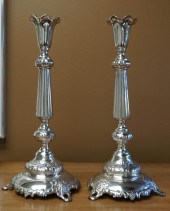 PAIR OF SILVERPLATE CANDLESTIC