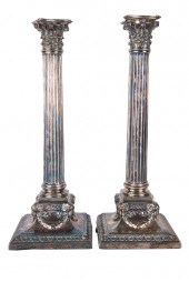PAIR OF SILVERPLATE COLUMNAR C