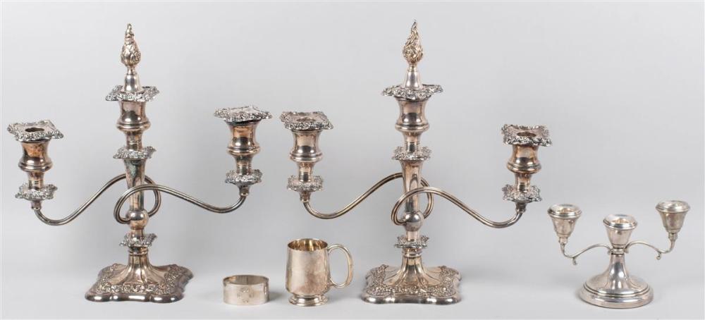 PAIR OF SILVERPLATED CANDELABRAS