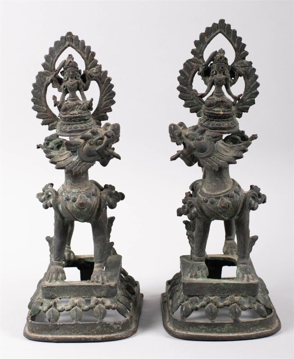 PAIR OF SINO-TIBETAN BRONZE