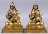 PAIR OF SINO-TIBETAN GILT-BRON