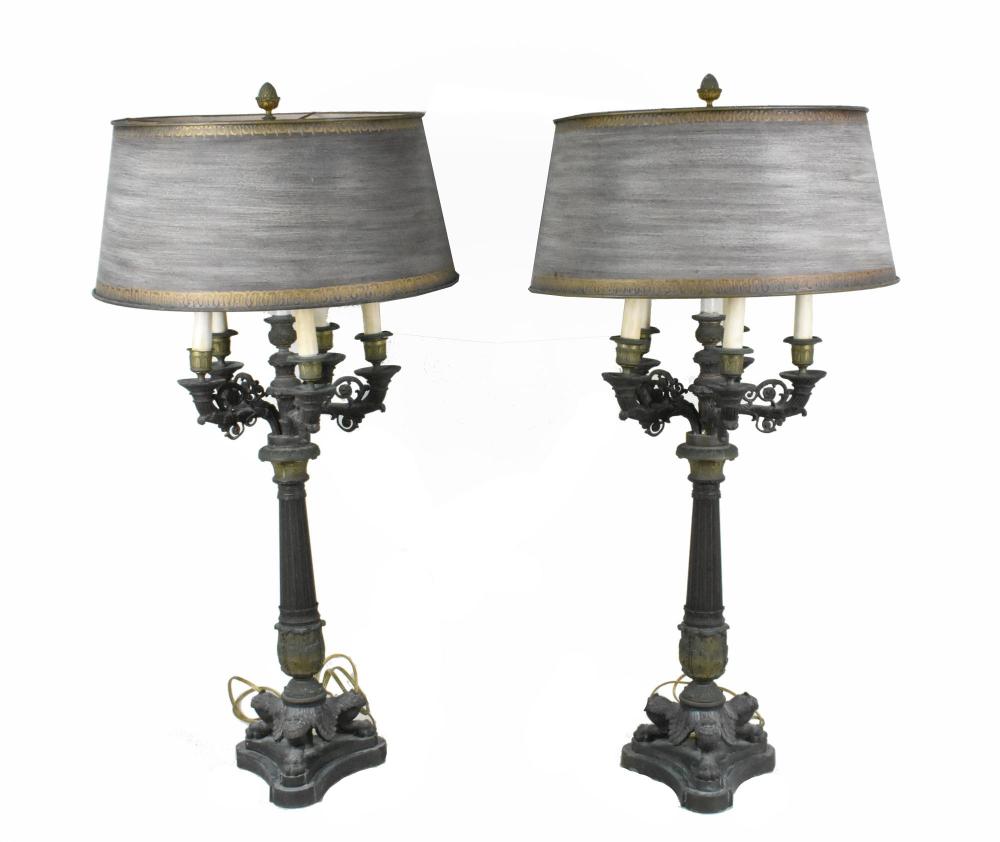 PAIR OF SIX LIGHT BRONZE