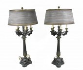 PAIR OF SIX LIGHT BRONZE NEO-C