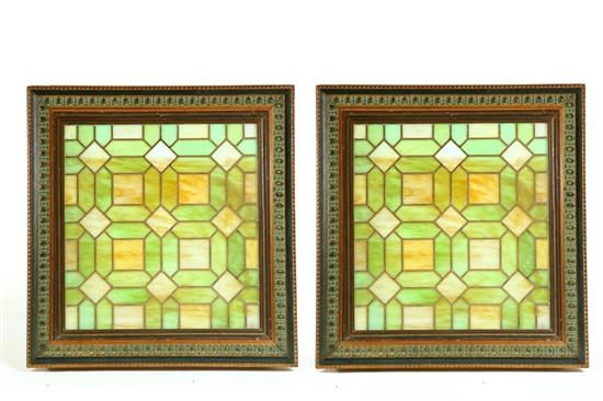 PAIR OF SLAG GLASS WINDOW INSERTS.