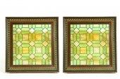 PAIR OF SLAG GLASS WINDOW INSE