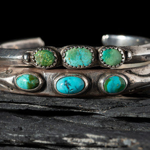Pair of Slender Navajo Silver and