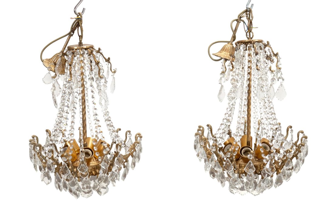 PAIR OF SMALL 6-LIGHT CRYSTAL