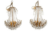 PAIR OF SMALL 6-LIGHT CRYSTAL