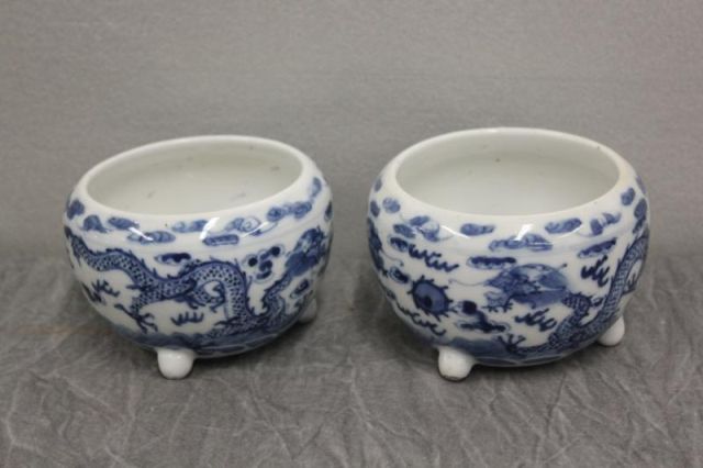 Pair of Small Blue & White