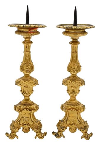 PAIR OF SMALL CONTINENTAL PRICKET