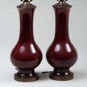 PAIR OF SMALL COPPER RED GLAZE