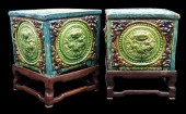 PAIR OF SMALL EARTHENWARE FANU