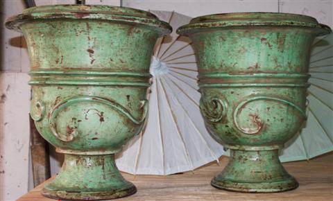 PAIR OF SMALL FRENCH ANDUZE GREEN